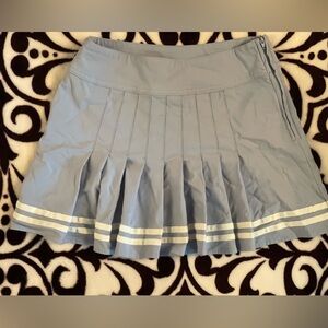 H&M Light Blue Mini Skirt with White Stripes and pleats